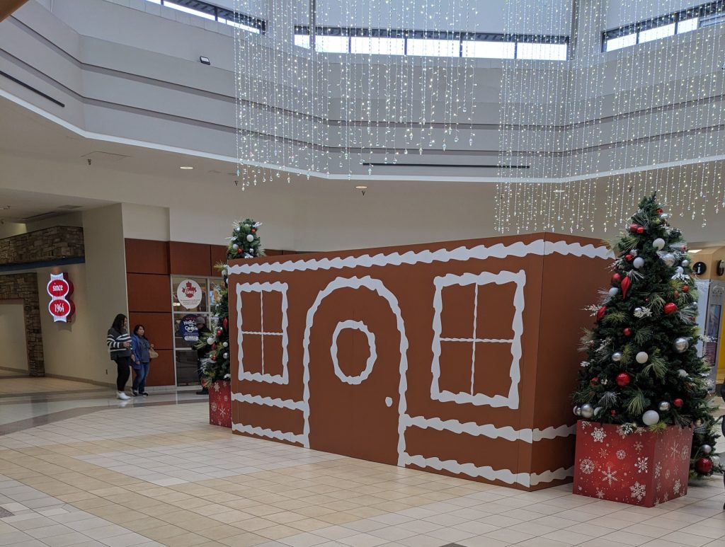 Gingerbread house installation created for a holiday activation at Central City Shopping Centre